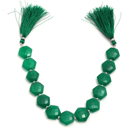 Green Onyx Hexagon Faceted Natural Beads