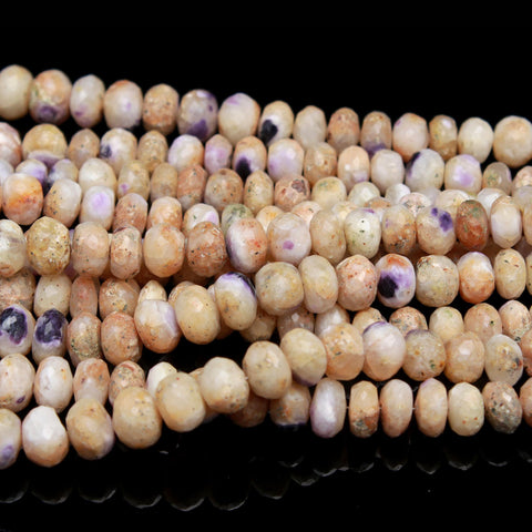 Tiffany Opal White Purple Rondell Faceted Natural Beads 8 inches Strands