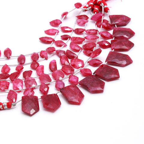 Ruby Quartz Red Rhombus Faceted Natural Beads