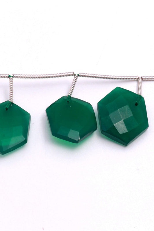 Green Onyx Hexagon Faceted Natural Beads