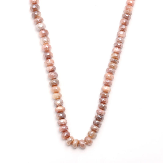 Mystic Coated Moonstone Peach Rondell Faceted Natural Beads 15 inches Strands