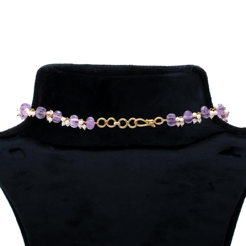 Amethyst Purple Watermelon Smooth Carving Natural Beads Necklace With Pearls