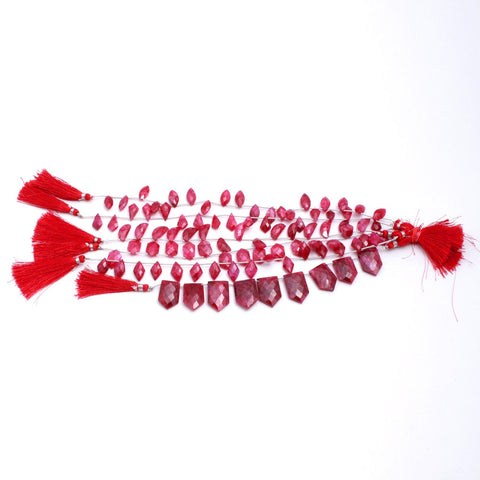 Ruby Quartz Red Rhombus Faceted Natural Beads