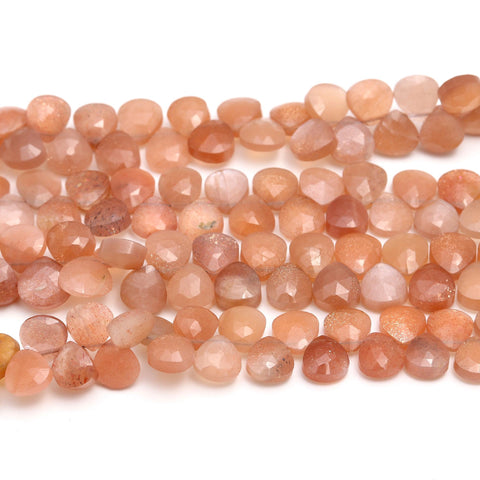 Sunstone Orange Heart Faceted Natural Beads 8 inches strands