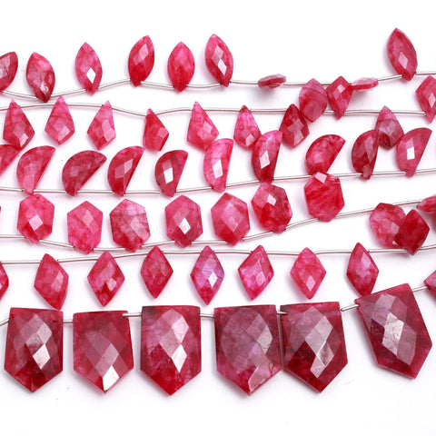 Ruby Quartz Red Rhombus Faceted Natural Beads