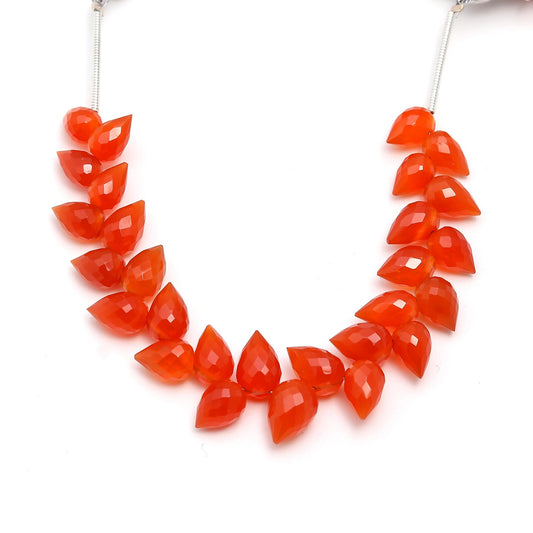 Carnelian Orange Drop Faceted Natural Beads 4 inches Strands