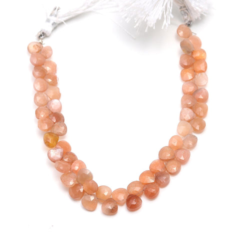 Sunstone Orange Heart Faceted Natural Beads 8 inches strands