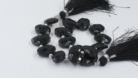 Onyx Black Oval Faceted Natural Beads 8 Inches Strands