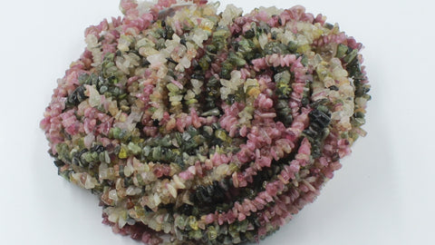 Watermelon Tourmaline Chips Smooth Natural Beads 34 Inches Strands