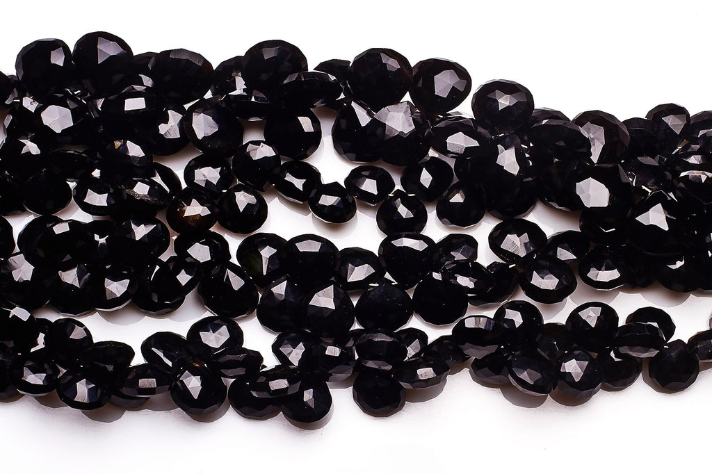 Black Onyx Black Heart Faceted Natural Beads