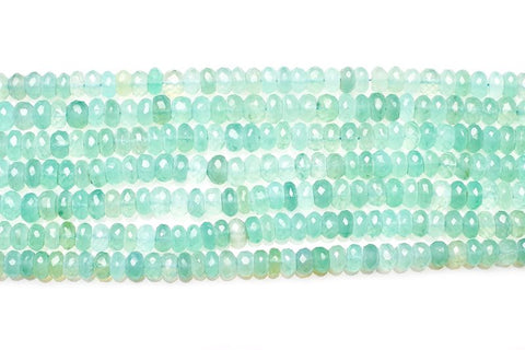 Chalcedony Aqua Color Rondelle Faceted Heat Treated Beads