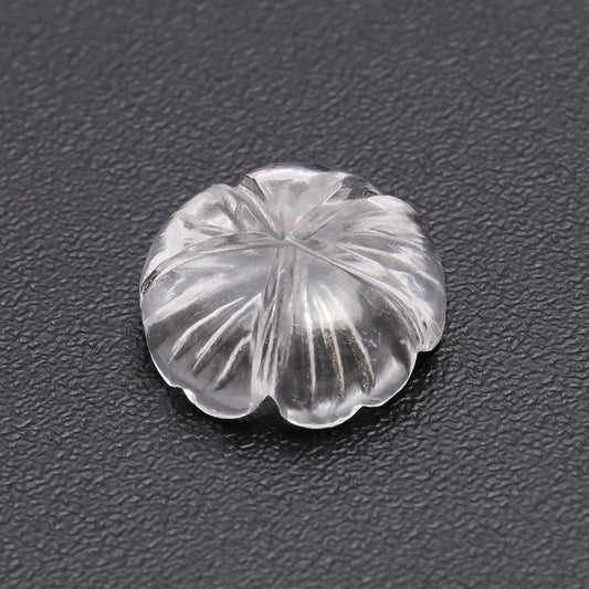 Crystal Quartz White Petal Flowers Carving Natural 15 MM Stone