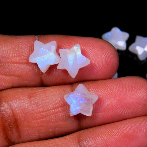 Rainbow Moonstone Star Faceted Natural Beads