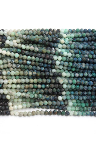 Chrysocolla Shaded Blue Round Faceted Natural Beads