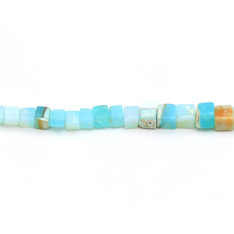 Peruvian Opal Blue Cube Smooth Natural Beads 8 Inches Strands