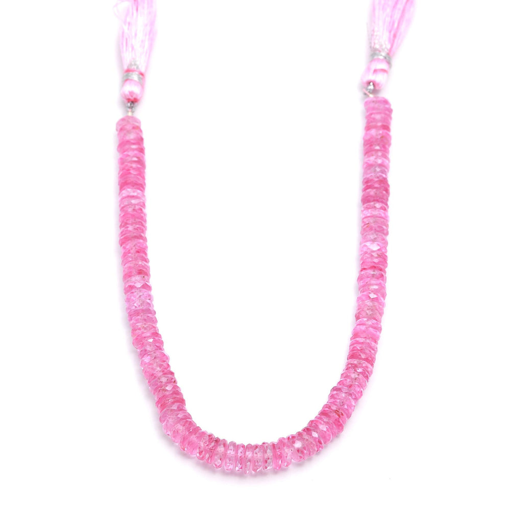 Pink Coated Topaz Pink Tire Faceted Natural Beads 8 Inches Strands