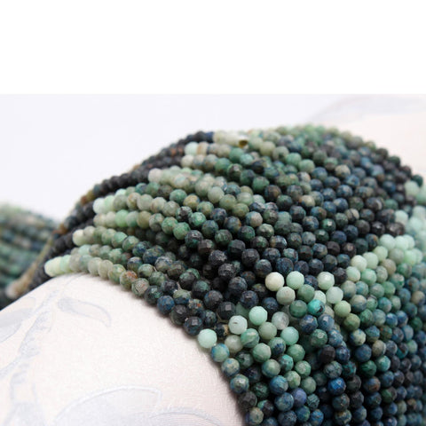 Chrysocolla Shaded Blue Round Faceted Natural Beads