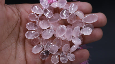 Rose Quartz Pink Pear Faceted Natural Beads 8 Inches Strands