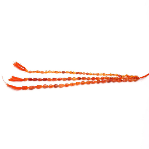 Carnelian Orange Drop Carving Natural Beads 16 inches  Strands