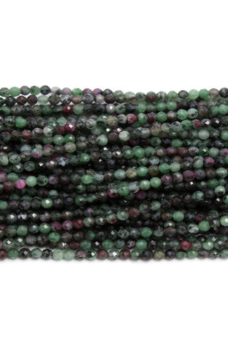 Ruby Ziosite Green Red Round Faceted Natural Beads