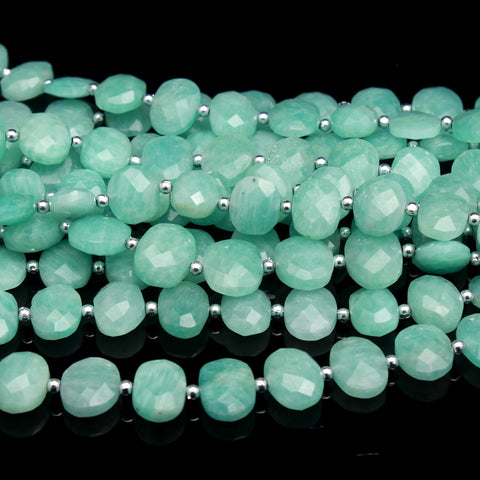 Amazonite Green Oval Faceted Natural Beads 8 Inches Strands