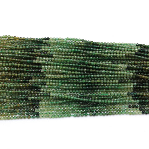 Tourmaline Green Round Faceted Natural Beads 12.5 inches Strands