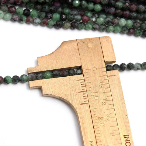 Ruby Ziosite Green Red Round Faceted Natural Beads