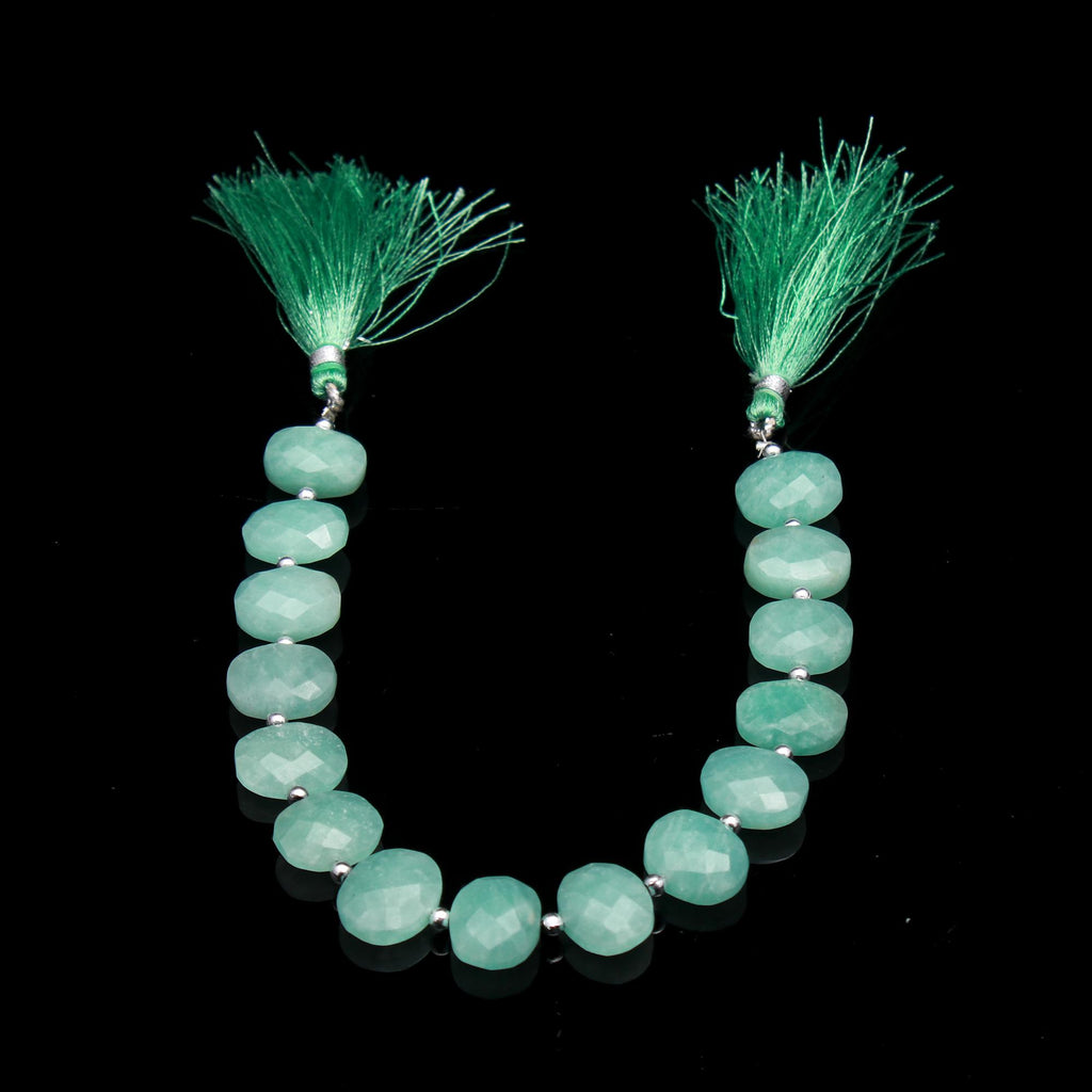 Amazonite Green Oval Faceted Natural Beads 8 Inches Strands