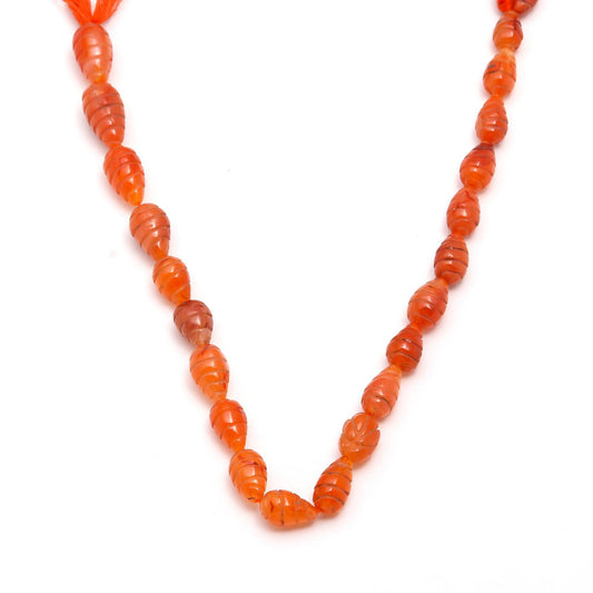 Carnelian Orange Drop Carving Natural Beads 16 inches  Strands