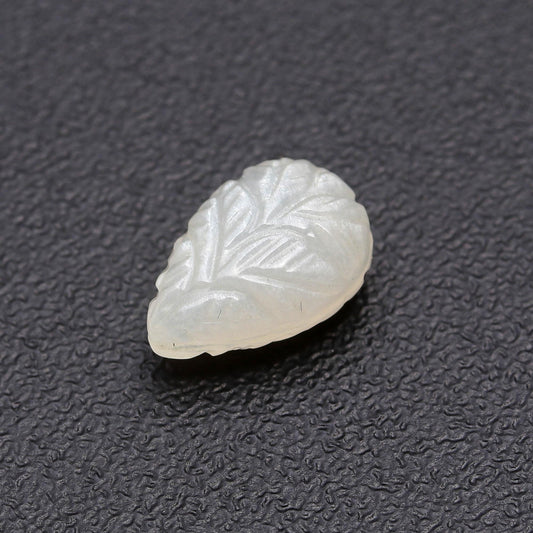 Moonstone White Leaf Carving Natural Beads 11 mm Stone