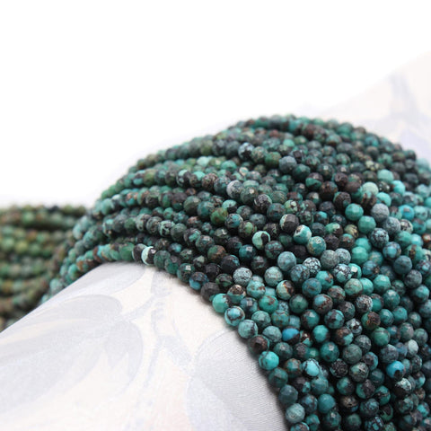 Chrysocolla Shaded Blue Round Faceted Natural Beads