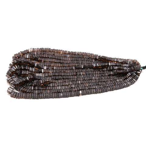 Smoky Quartz Brown Square Chips Smooth Natural Beads 16 Inches Strands