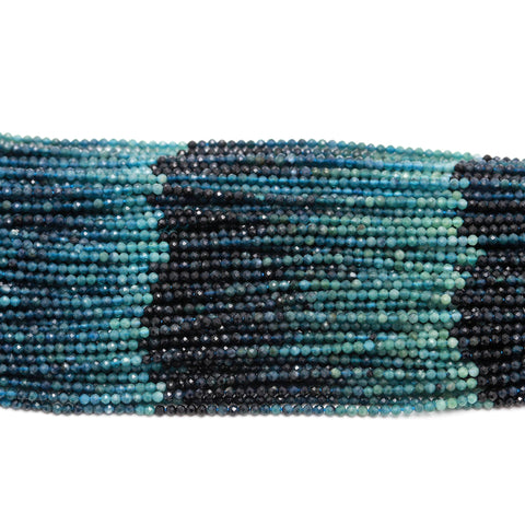 Chrysocolla Shaded Blue Round Faceted Natural Beads 12.5 inches strands