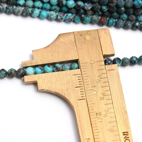 Chrysocolla Shaded Blue Round Faceted Natural Beads