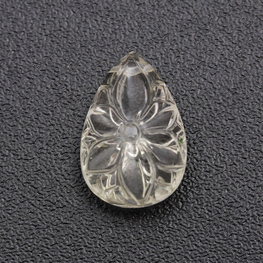 Crystal Quartz White Flower Carving Natural 17 MM Stone