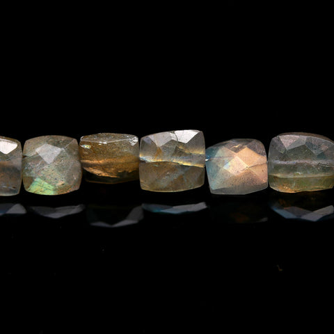 Labradorite Grey Square Faceted Natural Beads 8 Inches Strands