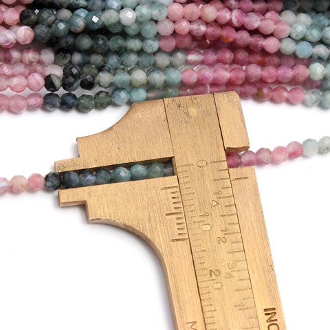 Watermelon Tourmaline Mixed Colors Round Faceted Natural Beads