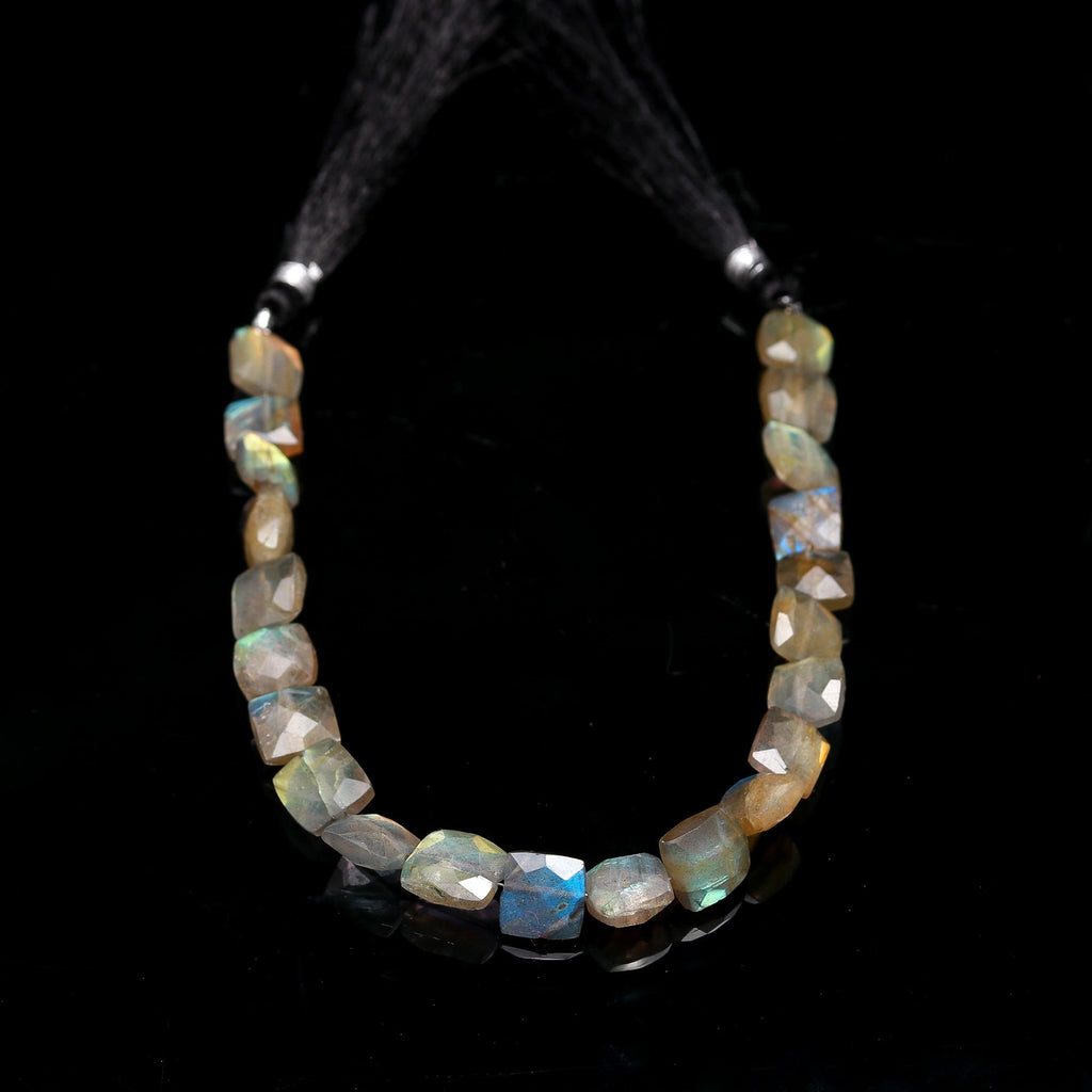 Labradorite Grey Square Faceted Natural Beads 8 Inches Strands