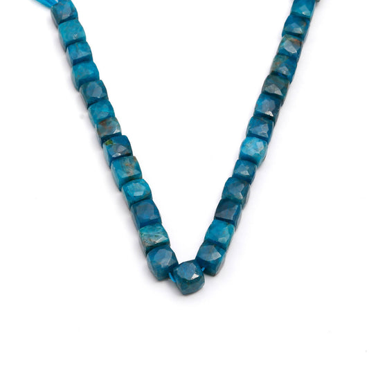 Chrysocolla Blue Cube Faceted Natural Beads 8 Inches Strands