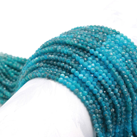 Apatite Blue Round Faceted Natural Beads