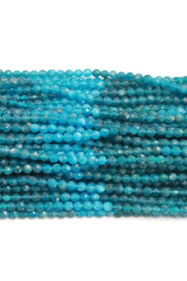 Apatite Blue Round Faceted Natural Beads