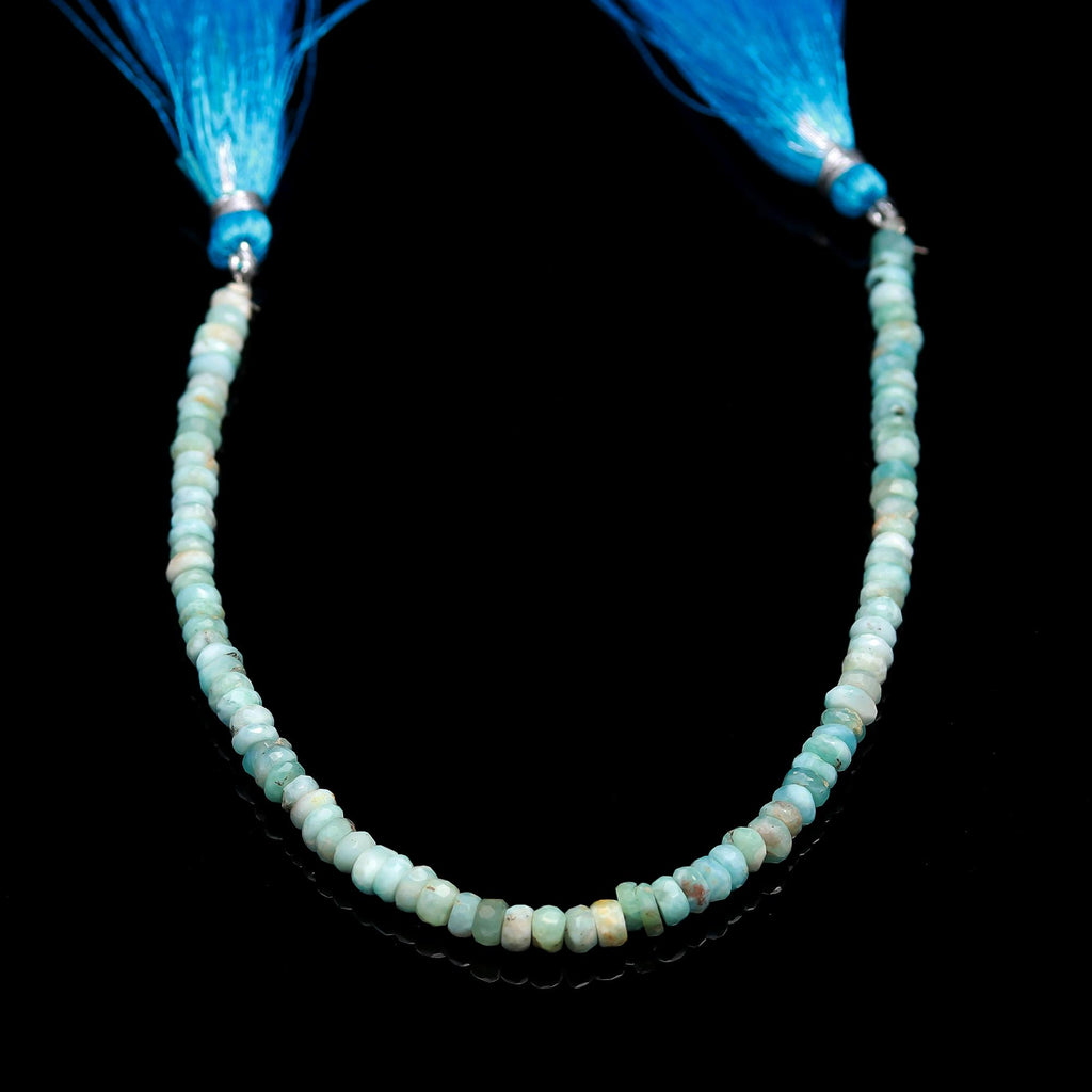 Larimar Green Rondell Faceted Natural Beads 8 Inches strands