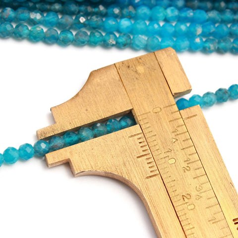 Apatite Blue Round Faceted Natural Beads