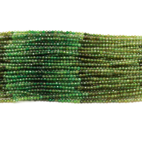 Green Tourmaline Shaded Green Round Faceted Natural Beads 12.5 inches