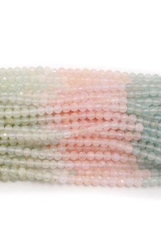 Aquamarine Multi Shaded Round Faceted Natural Beads 13.5 Inches Strands