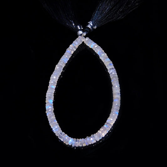 Rainbow Moonstone White Tire Faceted Natural Beads 8 Inches Strands