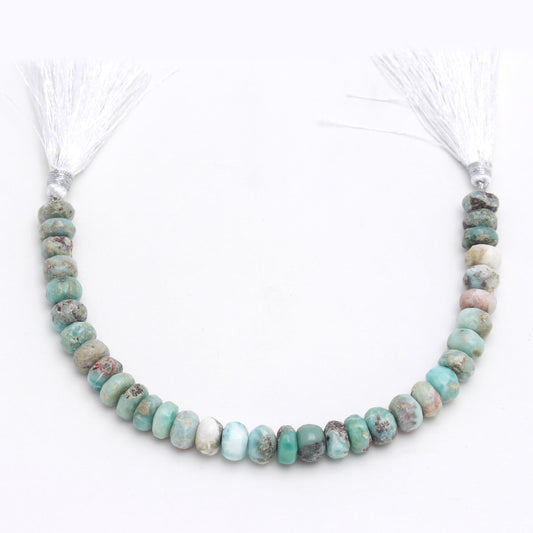 Turquoise Opal Green Rondell Smooth Natural Beads 8 Inches Strands