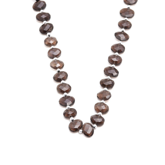 Smoky Quartz Brown Oval Faceted Natural Beads 8 Inches Strands