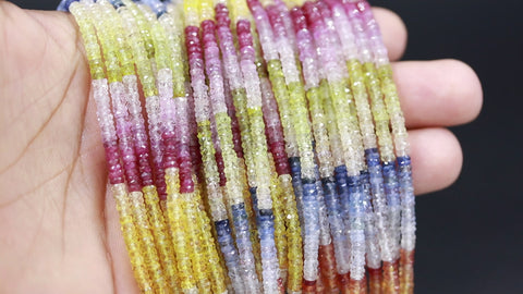 Natural Multi Sapphire Shaded 1.5 mm Multicolor Tire Faceted Beads 16 Inches Strands