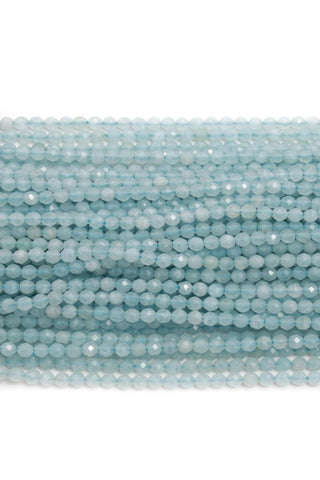 Aquamarine Blue Round Faceted Natural Beads